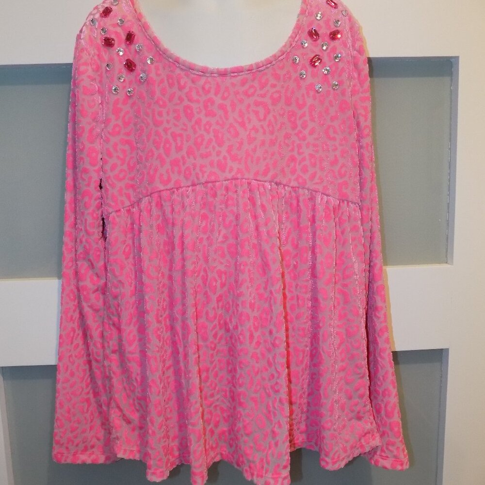 Justice Pink Animal Print LS Shirt Size 12 Girl's